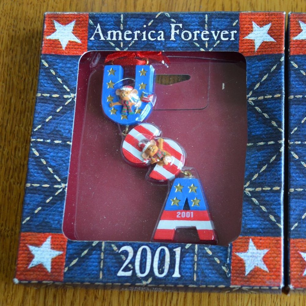 Vintage American Greetings USA America Themed Ornaments 2001